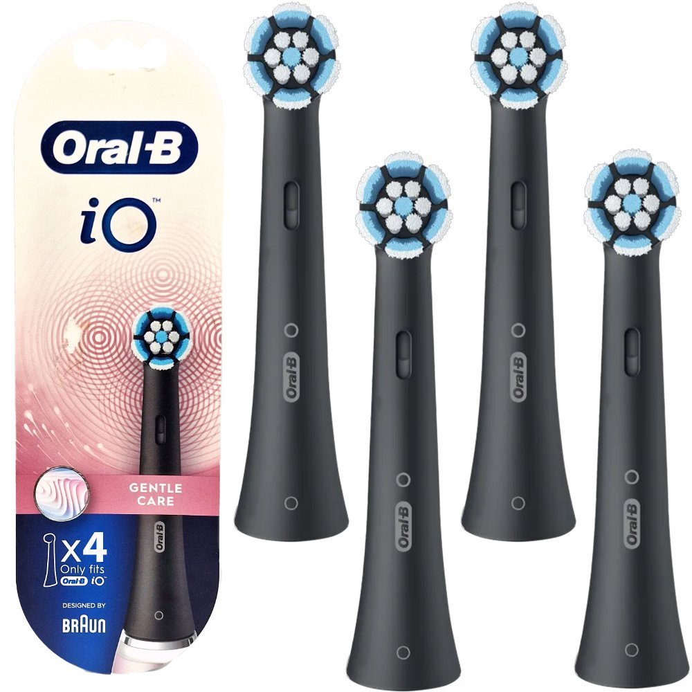 Końcówki do szczoteczki ORAL-B iO Gentle Care, 4 szt - czarne delikatne czyszczenie wrażliwych dziąseł i zębów iO kompatybilne