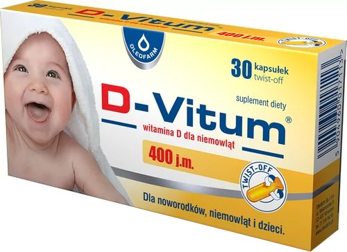 Oleofarm SP. Z O.O. D-Vitum 400 j.m. witamina D dla niemowląt 30 kapsułek twist-off 8606213