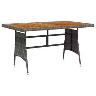 shumee Stół ogrodowy szary 130x70x72 cm rattan PE i drewno akacjowe - Stoły ogrodowe - miniaturka - grafika 1