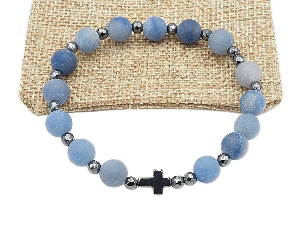 Bransoletka różaniec na rękę awenturyn matowy sakwa