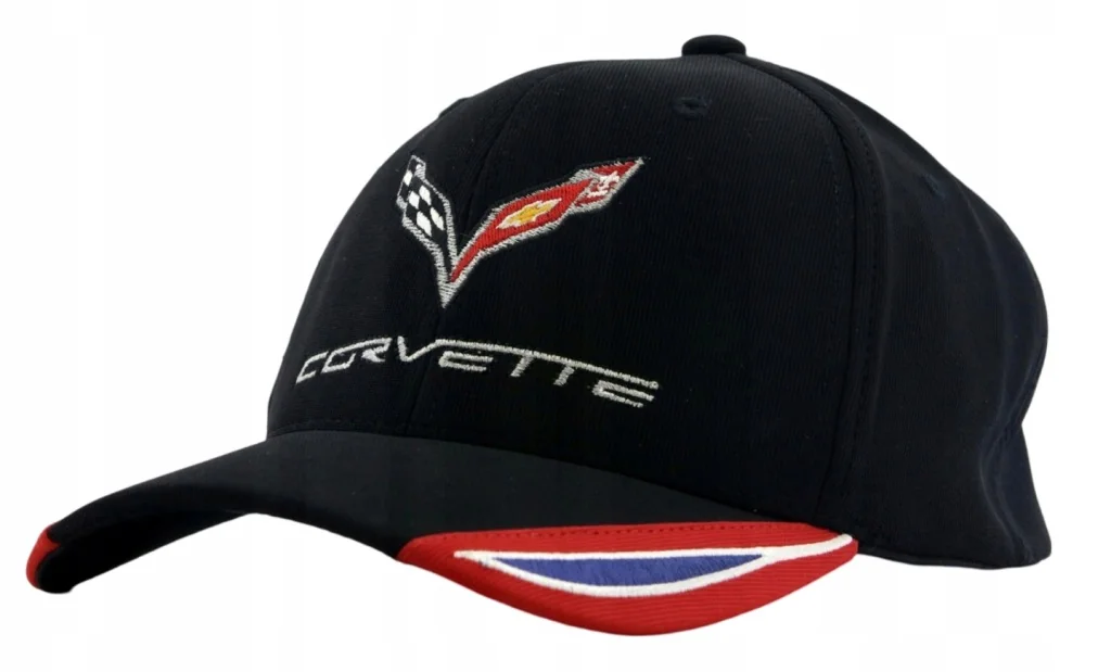 Czapka daszkiem męska Chevrolet Corvette 57-59cm na gumce Haft Logo Czarna