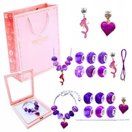 Prace ręczne dla dzieci - Zestaw do robienia biżuterii DIY fioletowy bransoletka naszyjnik zawieszki - miniaturka - grafika 1