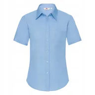 Koszule damskie - Koszula damska z krótkim rękawem z popeliny Lekki Niebieski r. XL - miniaturka - grafika 1