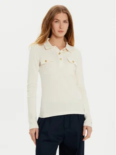 Tommy Hilfiger Polo WW0WW45308 Écru Slim Fit - Koszulki sportowe damskie - miniaturka - grafika 1