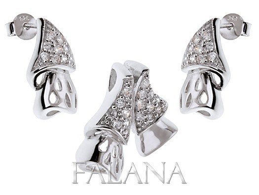 Srebrny rodowany komplet z cyrkonią z0156 - 8,3g.