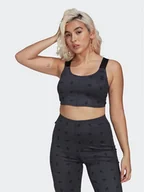Koszulki i topy damskie - adidas Top Allover Print Corset HL9159 Szary Slim Fit - miniaturka - grafika 1