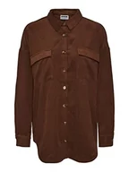 Koszule damskie - Noisy may Damska koszula NMFLANNY L/S Corduroy Shacket BG Noos, cappuccino, M, cappuccino, M - miniaturka - grafika 1