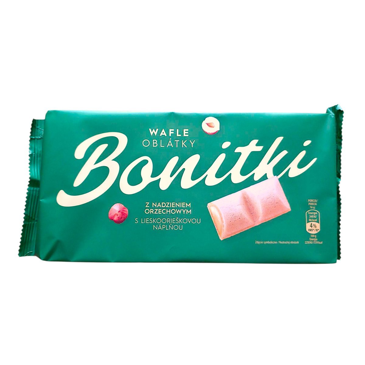 Wafelki Bonitki 210g z nadzieniem orzechowym