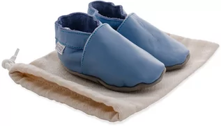Buty dla chłopców - ZETPOL kapcie dziecięce skórzane paputki niebieskie - grafika 1