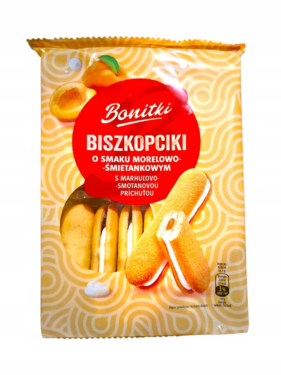 Biszkopciki Bonitki 170g o smaku Morelowo-śmietankowym