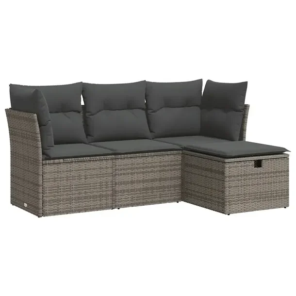Zestaw mebli ogrodowych modułowych szary rattan PE z poduszkami 62 x 62 x