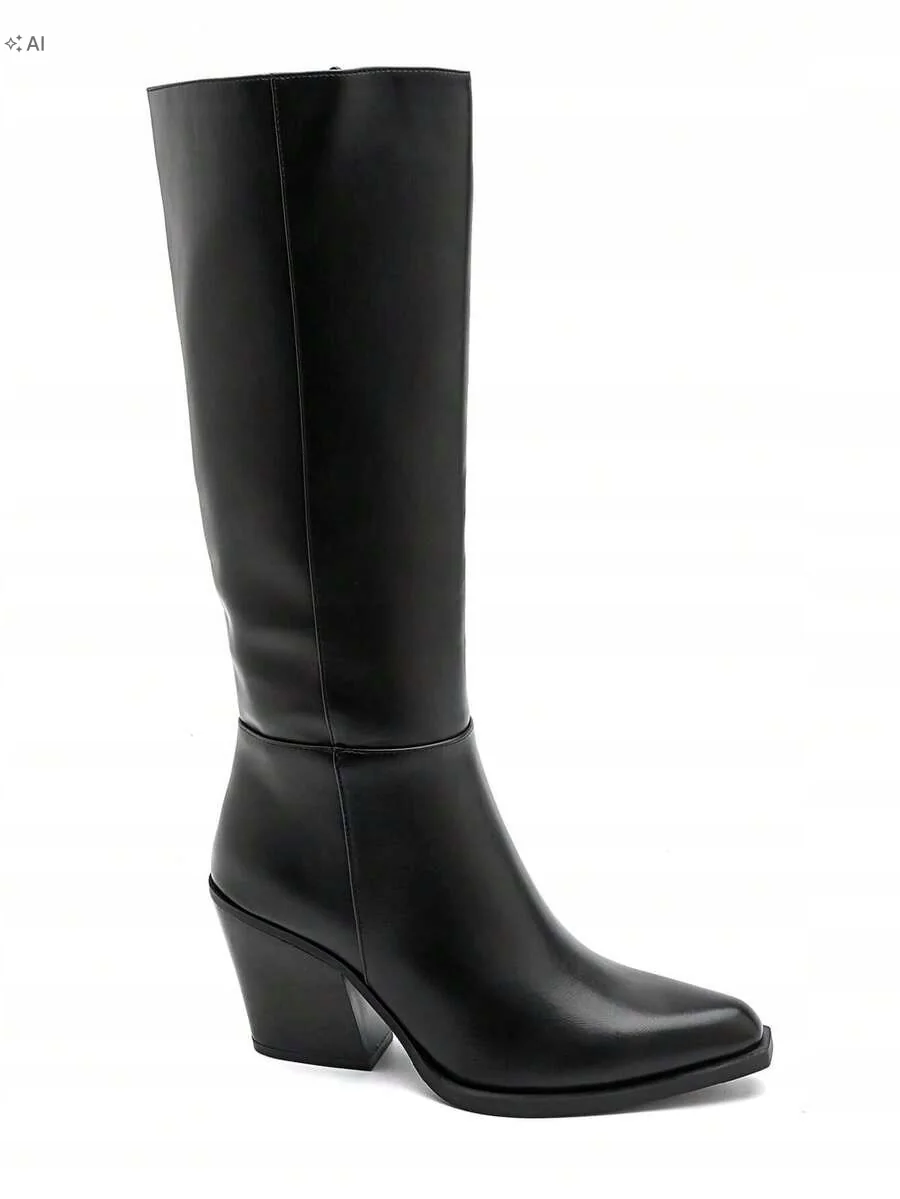 SHEIN CZARNE KOZAKI OFICERKI Z SZEROKĄ CHOLEWKĄ EUR38 1ŁA