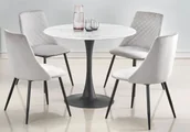 Stoły - Okrągły szklany stół biały marmur H4-A57 - miniaturka - grafika 1