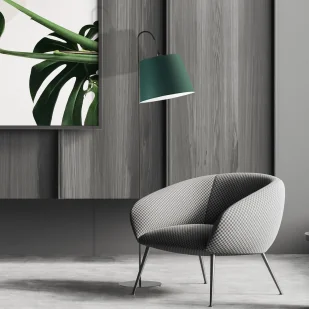 Lampa podłogowa z kloszem z tkaniny w kolorze butelkowej zieleni TALLIN - Lampy stojące - miniaturka - grafika 1