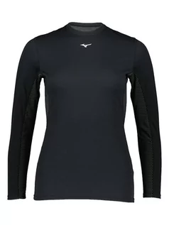 Koszulki sportowe damskie - Mizuno Koszulka funkcyjna "Mideight Crew" w kolorze czarnym - grafika 1