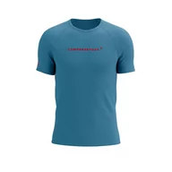 Bielizna sportowa męska - COMPRESSPORT Koszulka biegowa TRAINING SS LOGO T-SHIRT niagara blue - miniaturka - grafika 1