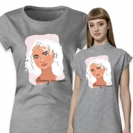 Koszule damskie - PIŻAMA DAMSKA SZARA Koszula Nocna Na Prezent STRONG WOMAN Kobiece Wzory - S - miniaturka - grafika 1