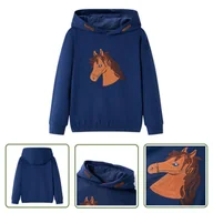 Bluzy dla dziewczynek - Bluza dziecięca z kapturem - granatowa - 128 - Bluza Dziewczęca - miniaturka - grafika 1