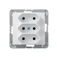 Gniazdka elektryczne - LEDart potrójne EURO, na płaskie wtyczki, bez uziemienia, bez ramki - Ospel Impresja GP-3Y/m/00, kolor biały, 16A/250V - miniaturka - grafika 1