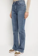 Spodnie damskie - Niebieskie Jeansy o Kroju Dzwonów z Wysokim Stanem Havea - miniaturka - grafika 1