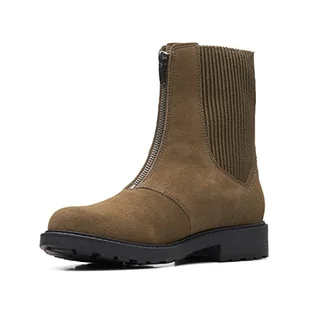 Clarks Botki Orinoco2 Up, zamszowe, zielone, damskie, Dark Olive Sde, 40 EU - Botki damskie - miniaturka - grafika 1
