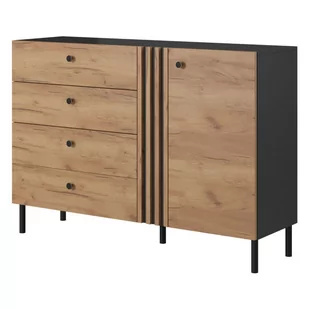Komoda (B) DECO D4S dąb craft złoty/antracyt - Komody - miniaturka - grafika 1