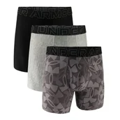 Majtki męskie - Bokserki męskie Under Armour Perf Tech Print 6in 3Pack Castlerock Heather XL - miniaturka - grafika 1