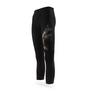 Dziewczęce legginsy, czarne z nadrukiem kota, Tup Tup - Legginsy - miniaturka - grafika 1