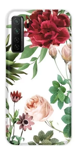 CaseGadget CaseGadget CaseGadget ETUI NADRUK CZERWONA RÓŻA I LIŚCIE NA BIAŁYM HUAWEI P40 LITE 5G standard 54355-uniw