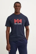 Koszulki męskie - Helly Hansen t-shirt bawełniany HH LOGO męski kolor granatowy z nadrukiem 30396 - miniaturka - grafika 1