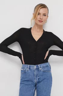 Swetry damskie - Calvin Klein body wełniane kolor czarny lekki - grafika 1