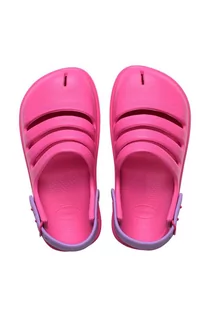 Buty dla dziewczynek - Havaianas klapki dziecięce CLOG kolor różowy - grafika 1