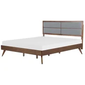 Łóżka - Beliani Łóżko drewniane ciemny brąz ze stelażem 180 x 200 cm POISSY - miniaturka - grafika 1