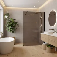 Kabiny prysznicowe - Rea Kabina prysznicowa Walk-In Rea Flexi Brown / Black 120 - miniaturka - grafika 1