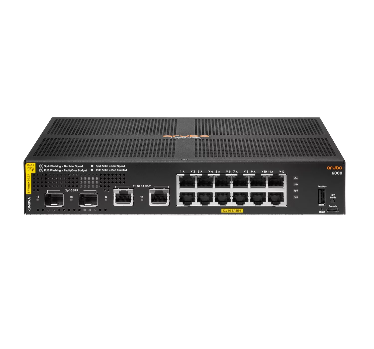 HPE Aruba 6000 Managed 12G 2SFP PoE+ 139W Switch