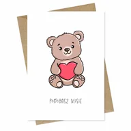 Kartki okolicznościowe i zaproszenia - Kartka walentynkowa z misiem i sercem – Podobasz MISIE Papierove Love - miniaturka - grafika 1