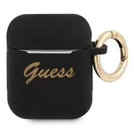 Akcesoria do słuchawek - Guess Guess GUA2SSSK AirPods cover czarny/black Silicone Vintage Script GUE1091BLK - miniaturka - grafika 1