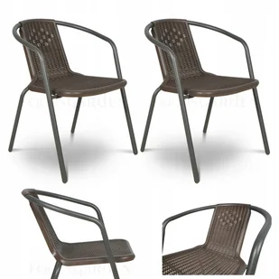 Zestaw KRZESEŁ Krzesło Ogrodowe SIMPLE Brązowe na Taras metal Komplet 2szt - Fotele i krzesła ogrodowe - miniaturka - grafika 1