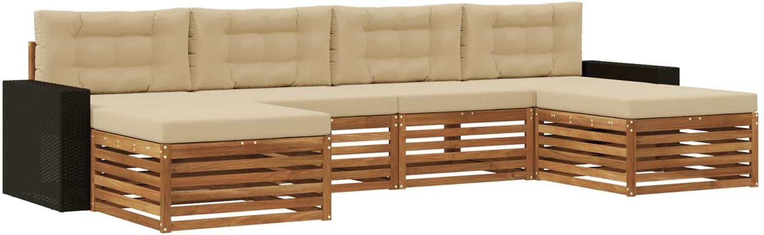 vidaXL Zestawy sof z poduszką 6 pcs Lite Drewno Akacji