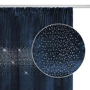 Granatowa Zasłona Welurowa Z Kryształkami Na Taśmie 140x270 Shiny - Zasłony - miniaturka - grafika 1