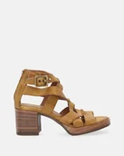 Sandały damskie - Sandały damskie w kolorze żółtym - Venezia - miniaturka - grafika 1