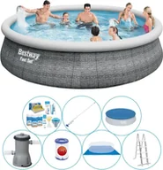 Baseny ogrodowe - Zestaw basenowy - Bestway Fast Set 457x107 cm okrągły - rattanowy - miniaturka - grafika 1