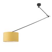 Lampy sufitowe - QAZQA Lampa wisząca regulowana czarna klosz żółty 35cm - Blitz I - miniaturka - grafika 1