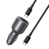 Ładowarki samochodowe - Ładowarka samochodowa UGREEN EC705, USB + 2x USB-C, 130W + kabel 1m 5A - miniaturka - grafika 1