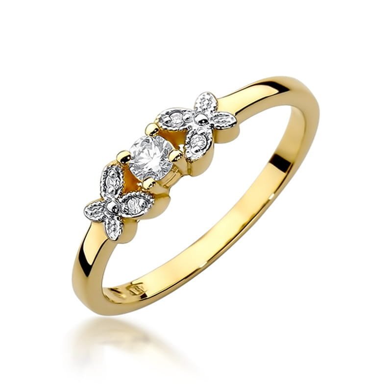 Złoty pierścionek Diament 0,10ct żółte złoto pr. 585