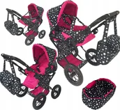 Wózki dla lalek - Wózek Dla Lalek Spacerówka Gondola 3w1 Duże Koła - miniaturka - grafika 1