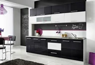 Meble kuchenne - Meble Kuchenne Kuchnia Szafki Zestaw Czarny Biały Połysk 2,6M Monika - miniaturka - grafika 1