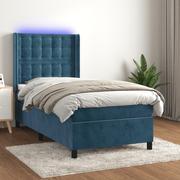 Łóżka - vidaXL Łóżko kontynentalne, materac i LED, niebieski aksamit 80x200 cm - miniaturka - grafika 1