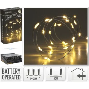 Drut srebrny 40 LED ciepły biały 195 cm - Oświetlenie świąteczne - miniaturka - grafika 1