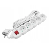 Przedłużacze i rozgałęźniki - DPM Przedłużacz z wyłącznikiem, 5 gniazd, biały, 5 m - miniaturka - grafika 1
